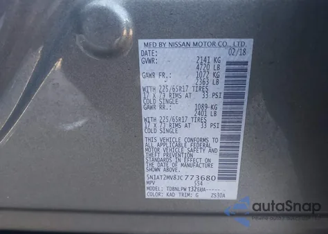 2018 Nissan Rogue S from USA, damaged, VIN 5N1AT2MV8JC773680